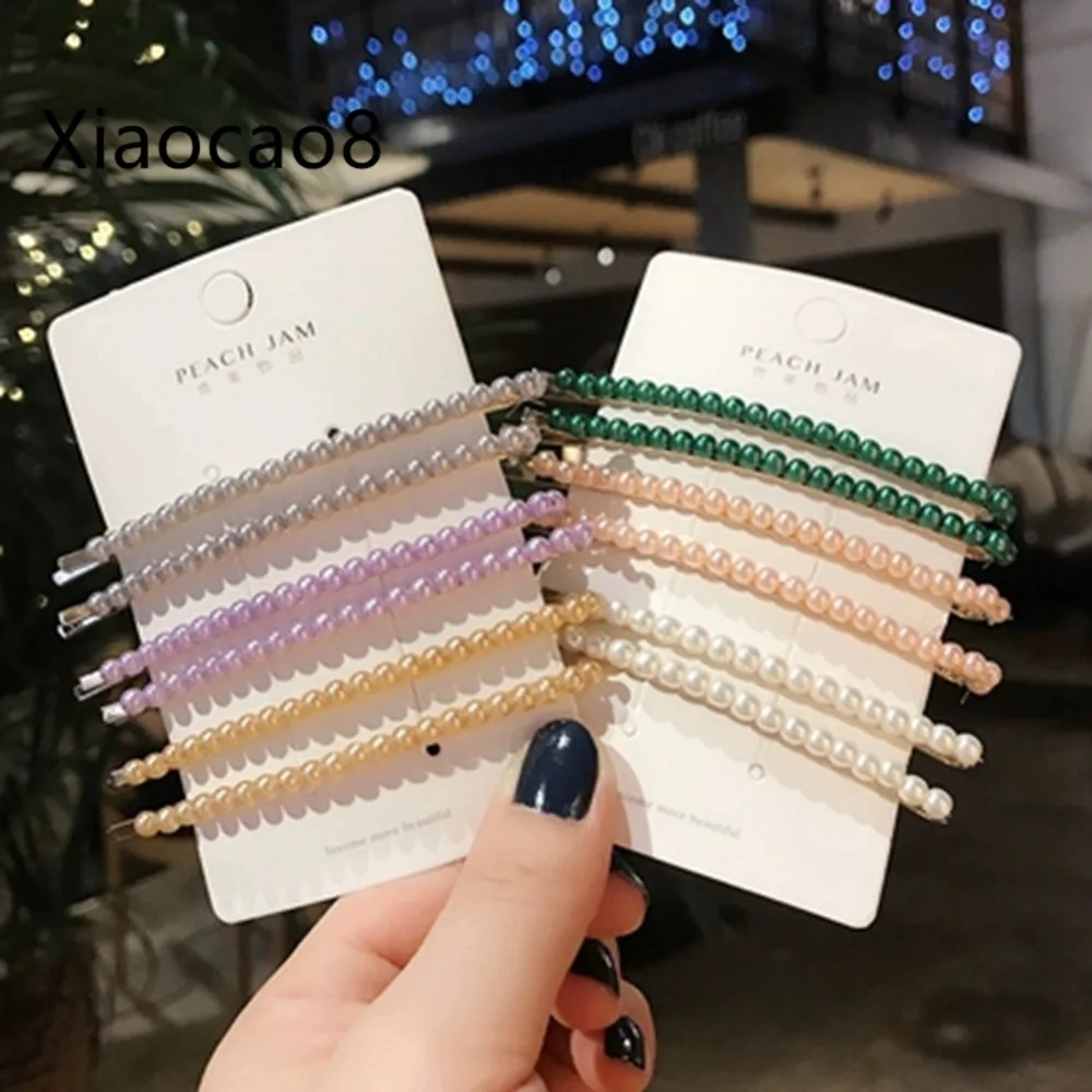 

2 Pieces/Set Shell Pearl Scrunchie Hair Clips for Women 2019 New Fashion Hair Accessories Styling Tools Hairpins for Girls