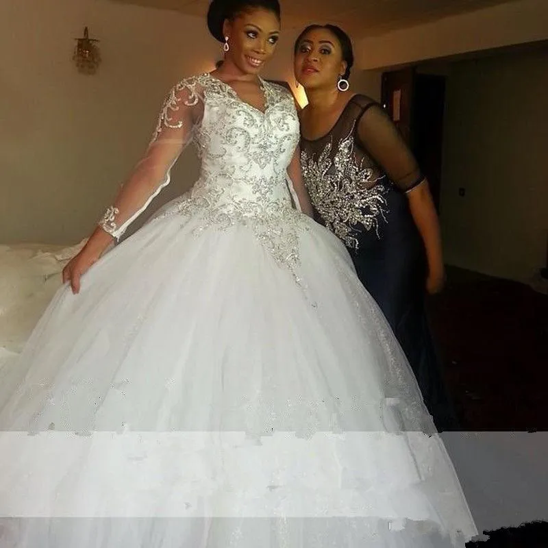 Saudi Arabic Plus Size Long Sleeve Wedding Dresses Bling Crystal Beads Bridal  Gowns 2021 New Arrival Hollow Back Wedding Dress - Wedding Dresses -  AliExpress