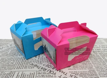 

12x7x9cm,Clear window Box with handle, Packing Gift Boxes with pvc window for Candy/Cake/gift/Cookie/Cupcake Display Box