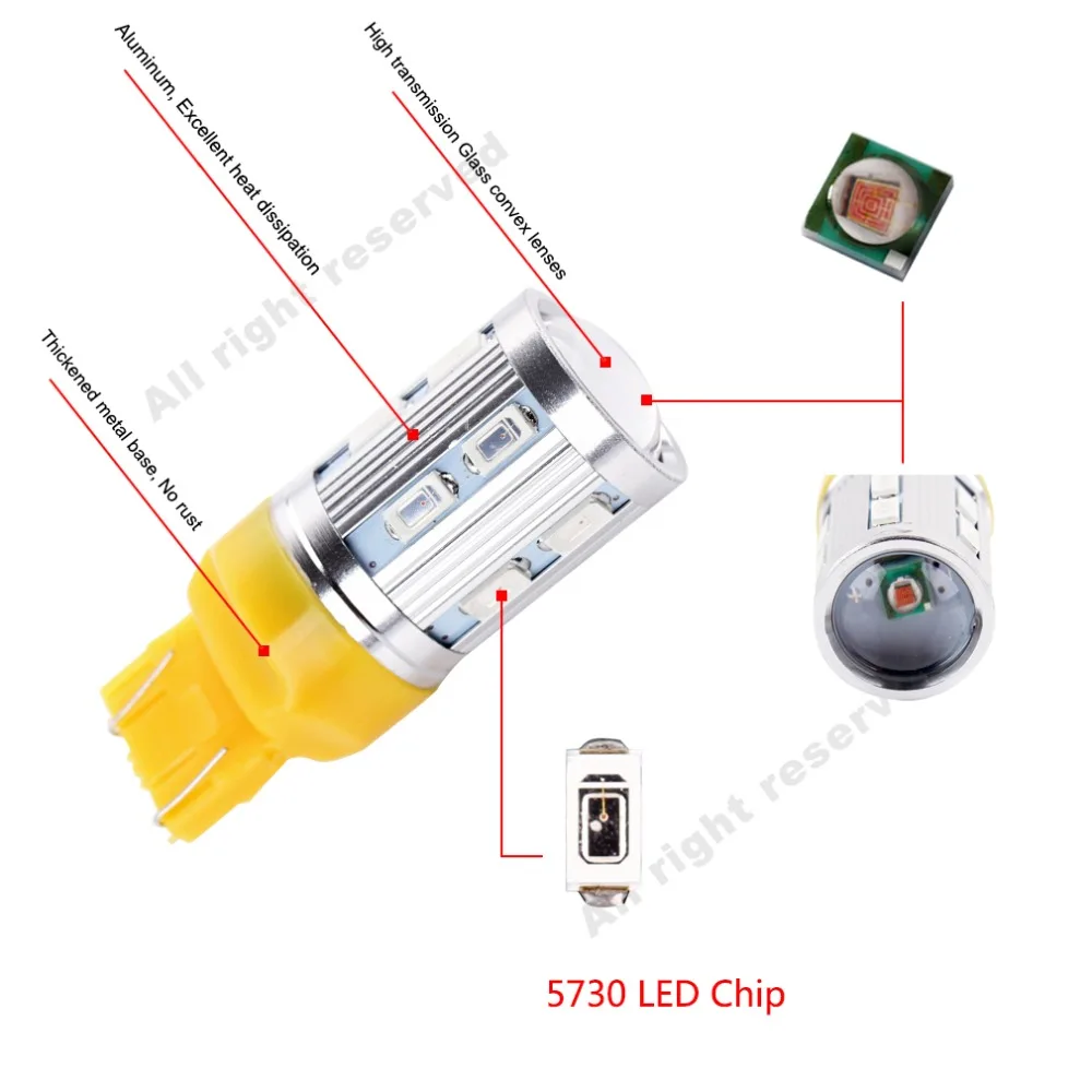 СВЕТОДИОДНЫЙ Автомобильный светильник 2 шт. 7443 12 SMD 5730 W21/5 Вт 5 Вт|car light source|car led