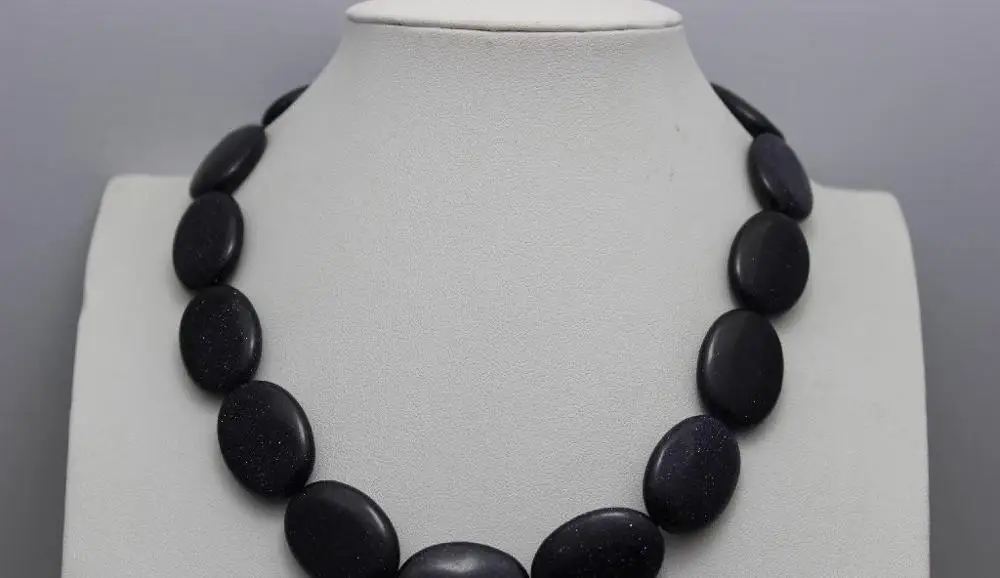 

>@@@@@ Oval Blue sand stone necklace DIY material 18x25mm 14-15INCH 5.24 -Top quality free shipping