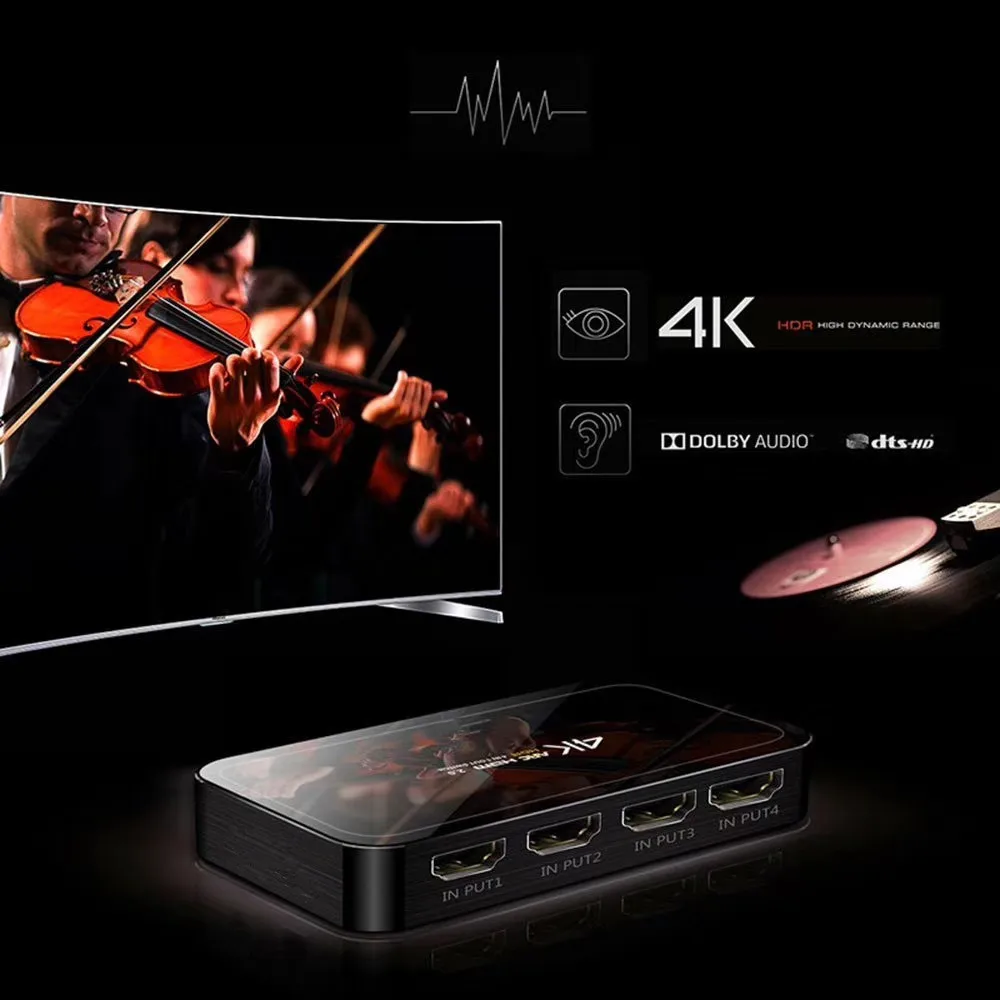 Мини 4 порта 4x1 HDMI переключатель Ultra HD 4 k@ 60Hz HDMI 2,0 HDCP 2,2 4 в 1 выход коммутатор коробка с ИК-управлением для PS4 Apple tv HD tv