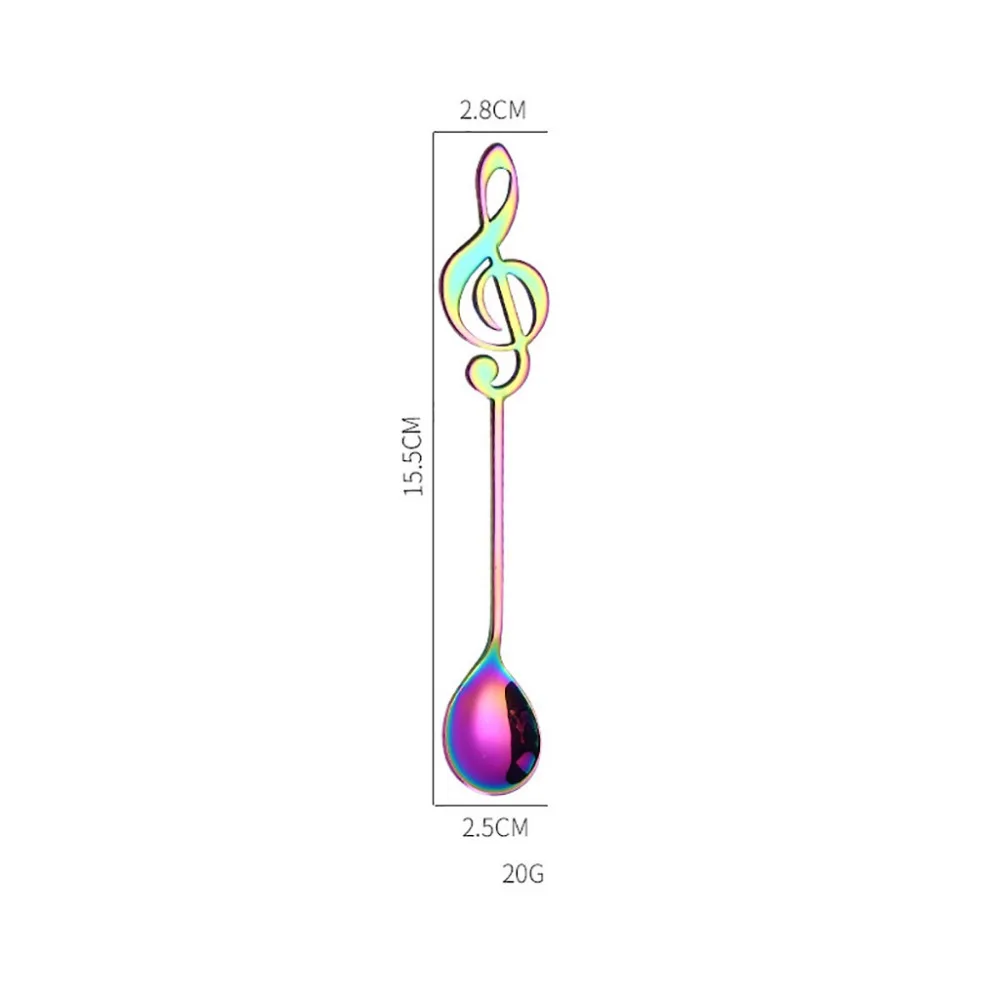 Ложка из нержавеющей стали, кофейная форма, музыкальная тема, чайная ложка для перемешивания, небольшой десерт, мороженое, ложка, креативные столовые приборы