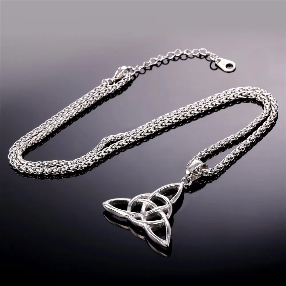 U7 Viking Jewelry Celtic Knots Necklaces & Pendants Triquetra Gold Color Stainless Steel Men Chain Gift Irish Knot Charm P722