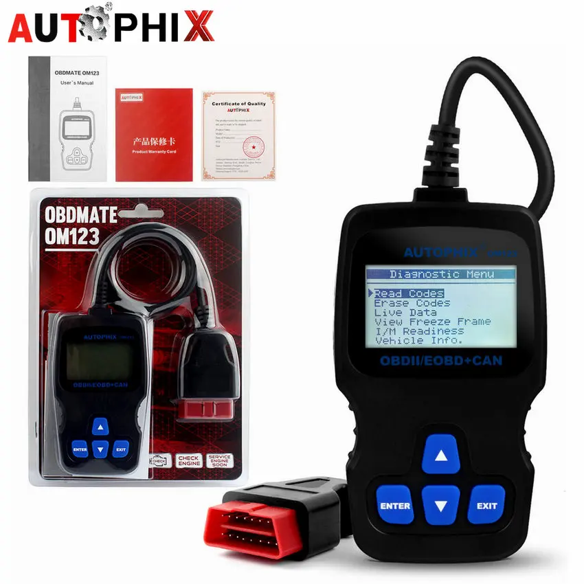 Prix pour AUTOPHIX OM123 OBD2 Automobile Scanner OBD Voiture De Diagnostic Outil en Russe Lecteur de Code Universel Outil D'analyse Mieux Que elm327 Prix pour AUTOPHIX OM123 OBD2 Automobile Scanner OBD Voiture De Diagnostic Outil en Russe Lecteur de Code Universel Outil D'analyse Mieux Que elm327