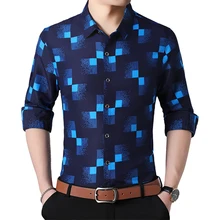 Брендовая майка большого размера 7XL Новая мужская модная деловая рубашка с длинными рукавами и принтом Удобная Повседневная гавайская рубашка