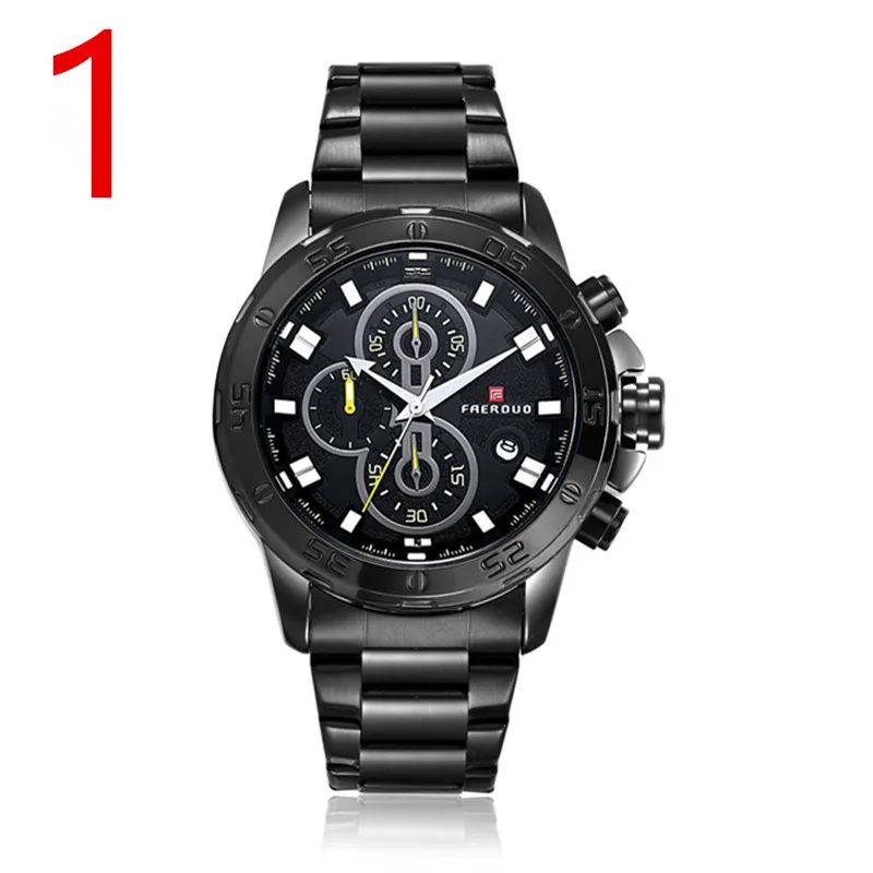 

Brand Luxury Sport Quartz Watch Men Business Stainless Steel Silicone Waterproof Wristwatch 47