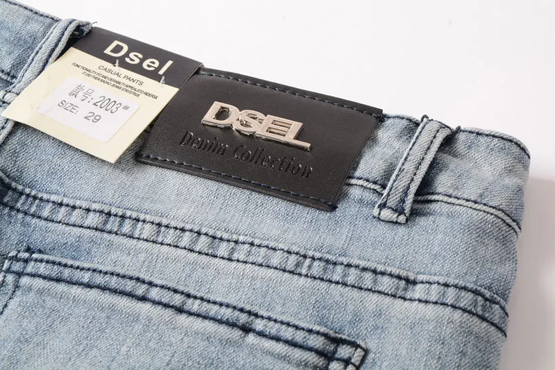Dsel бренд ретро Дизайн модные Для мужчин S Джинсы для женщин Slim Fit Изношенные отверстие лоскутное Рваные джинсы для Для мужчин светло голубой