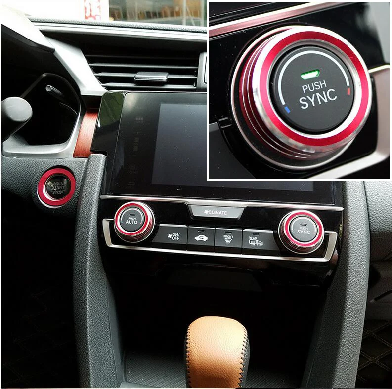 Aluminum SWITCH KNOBS KEY IGNITION RING COVER FIT FOR HONDA CIVIC 2016 2017 HEATER HEAT CLIMATE ... Aluminum SWITCH KNOBS KEY IGNITION RING COVER FIT FOR HONDA CIVIC 2016 2017 HEATER HEAT CLIMATE ...