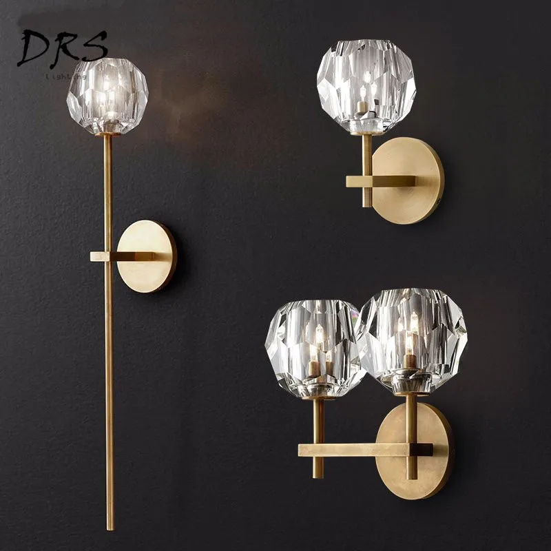 

Postmodern Luxury Crystal Wall Lamp Modern Simplicity Seminal Hotel Bedroom Bedside Wall Lights Lighting Iron Art Wall Lampshade