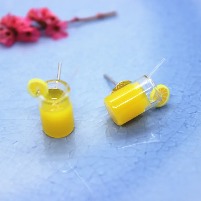 

Small and Exquisite Taste Lemonade Cup Earrings Summer Personality DIY Gifts Jewelry Ladies Fashion Creative Funny Accessories