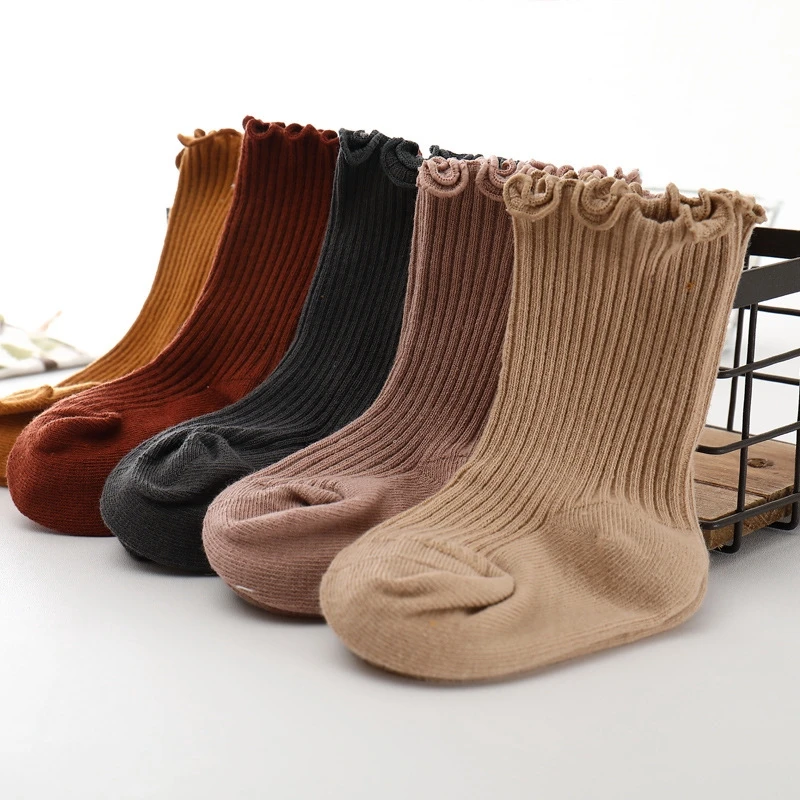 2 Unisex 0-7 Years Kids Socks Cute Solid Color Boys Girls Cotton Socks Children Non Slip Pure Cotton Breathable Socks Multi Color