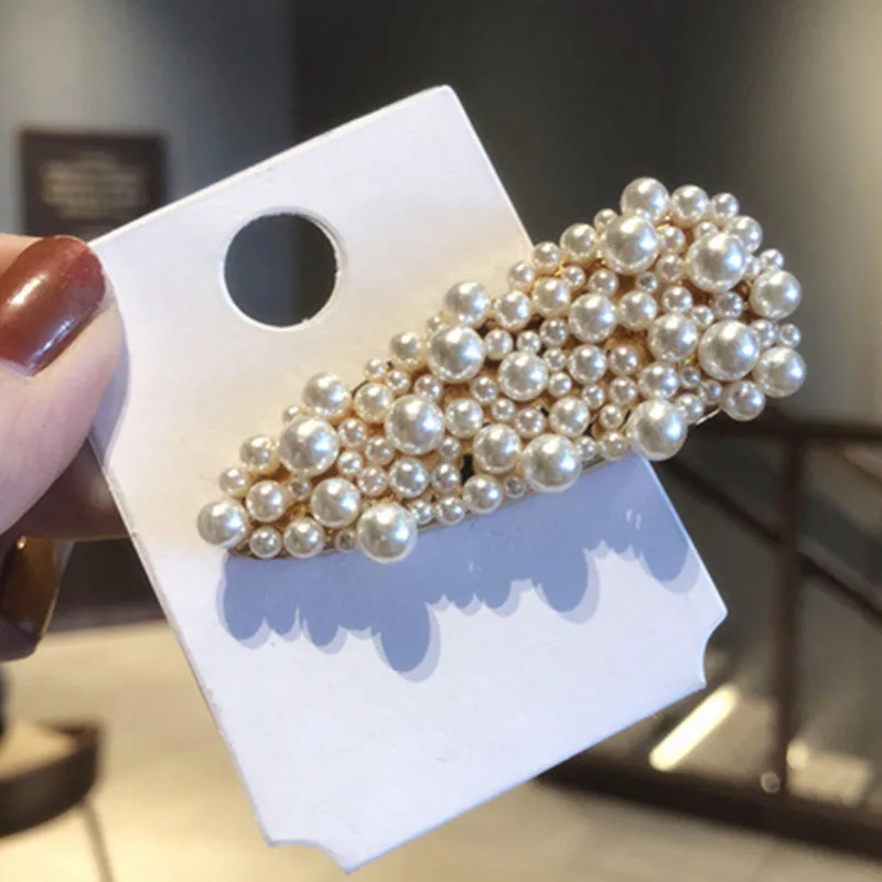 2019 Women New Fashion Hollow Heart Imitation Pearl Hair Clips Hairpins for Women Geometric Waterdrop Hairgrip Hair Accessories