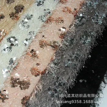 

Butterfly velvet sequins embroidered fashion women's clothing home pillow fabric-485gsm