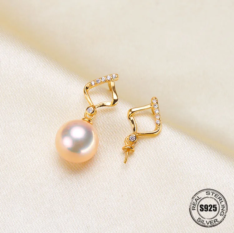 

HOT High Quality 925 Sterling Silver Stud Earrings Settings DIY Pearl Earring Hooks Findings Women's Jewelry Making Accessories