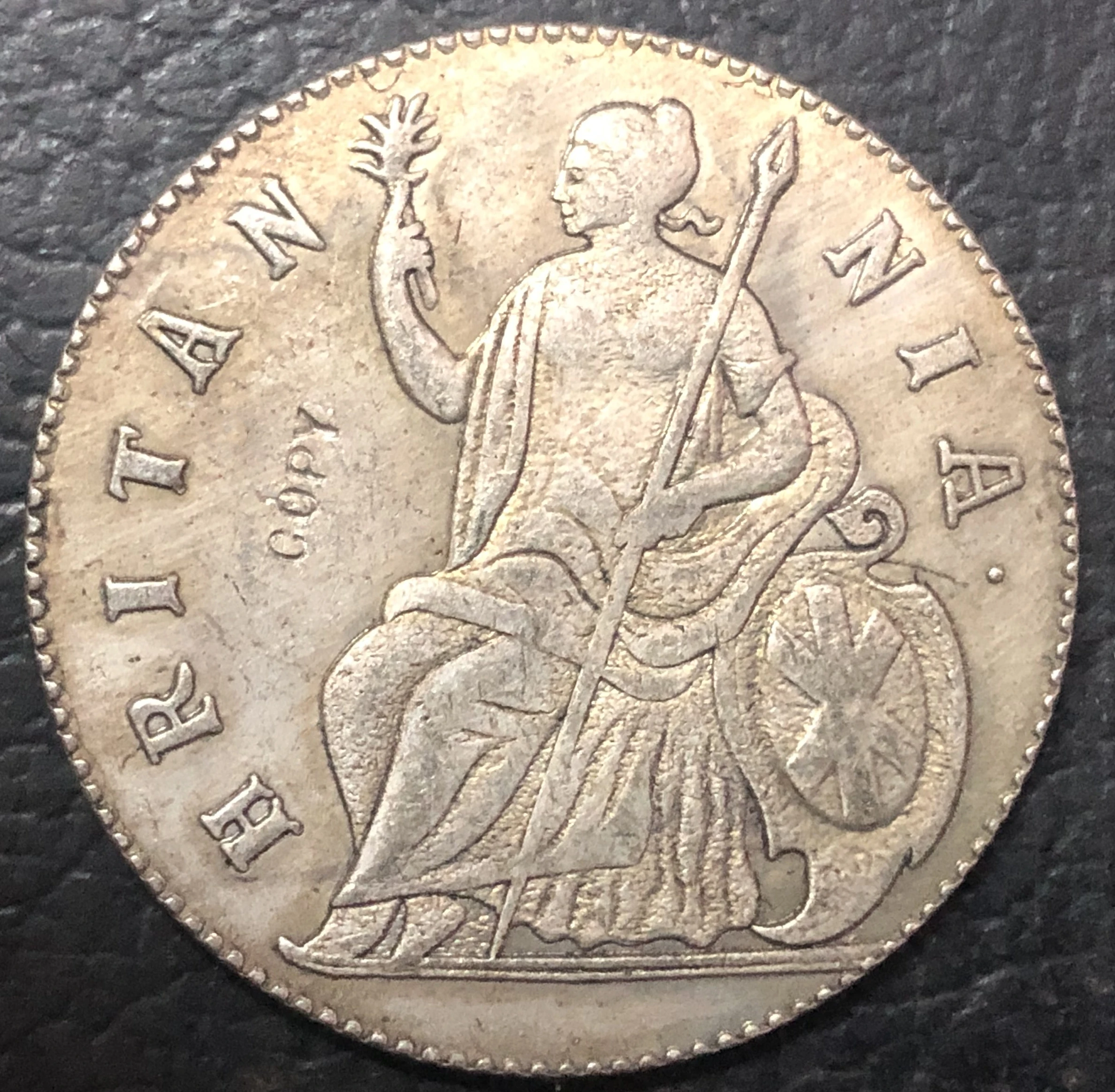 

1685-1687 England 1/2 Penny-James II Silver Plated Copy Coin