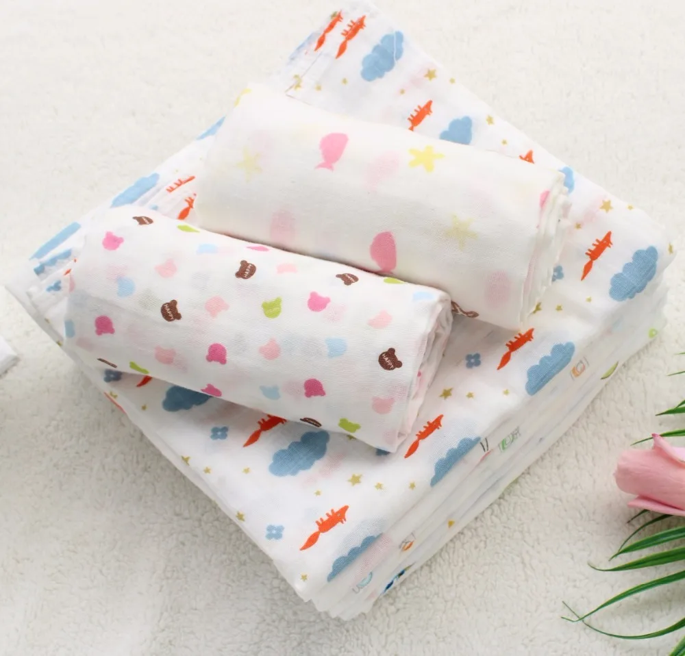 

100%Cotton Soft 2 Layers Summer Popular Multi-usage Skin Friendly Muslin Girl Baby Blanket Bath Towel Newborn Swaddle Quilt