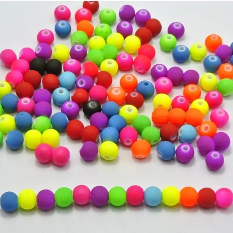 

Top Quality 500pcs Mixed Candy Color Acrylic Rubber Beads Neon Matte Round Spacer Loose Beads Jewelry Handmade 6mmround Shape