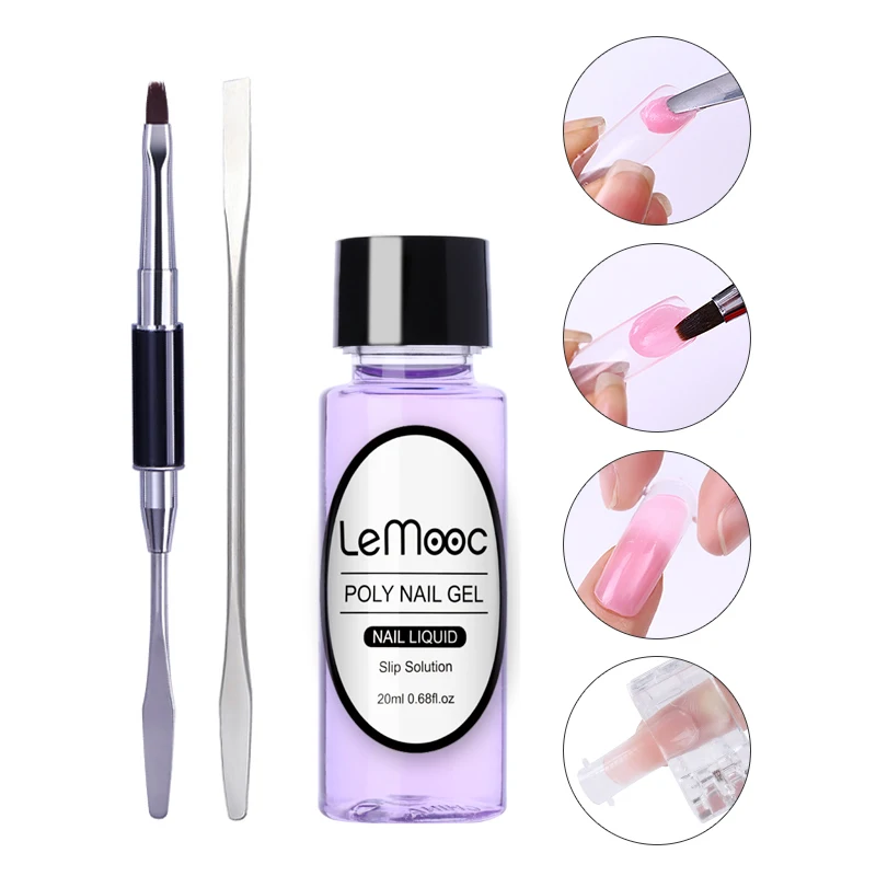 

Lemooc 20ml Poly UV Gel Liquid Slip Solution Nail Tips Quick Building Poly Extension Gel Acrylic Builder UV Gel Nail Art Gel Kit