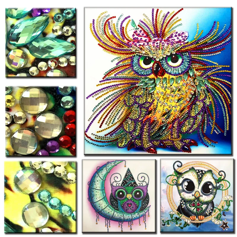 RUBOS DIY 5D Diamond Embroidery Owl Animals Special Bead Big Pearl Diamond Painting Mosaic New Sale Gift Craft Hobby Home Decor (3)