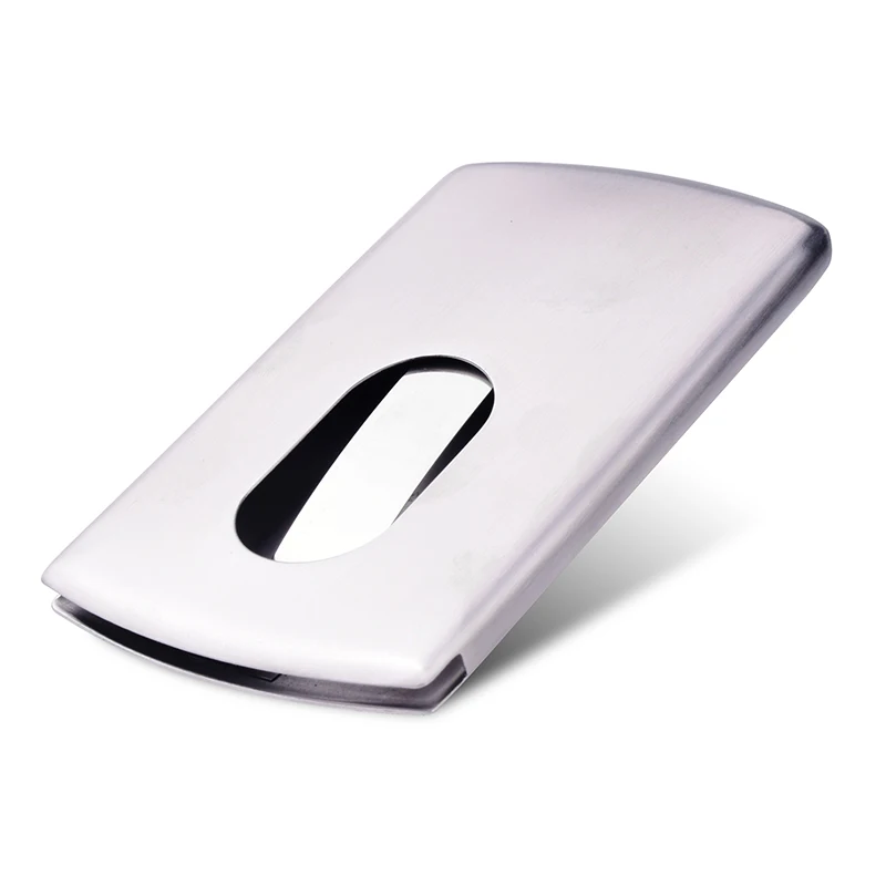 

Slim Stainless Steel Men Manual Slider Card Holder Protector Box Wallet Women Business Name Credit Card holder Case
