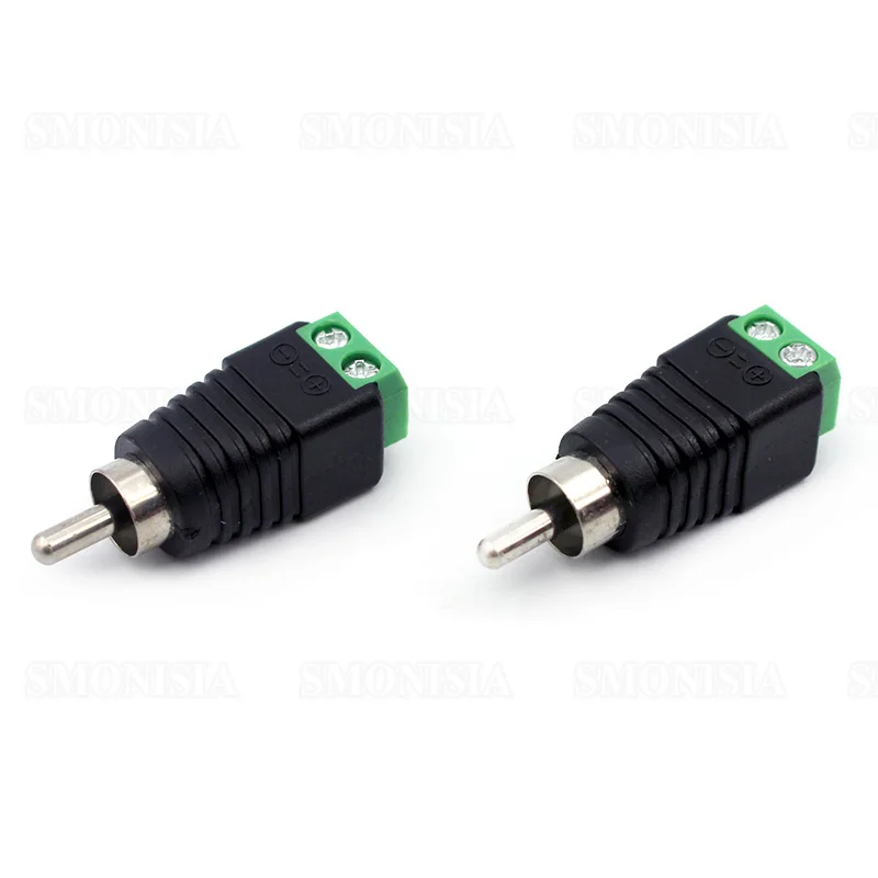 

100 Pcs Terminal Block Dc Power To RCA Male For TV Video Adapter Cinch Connector For CCTV Cameras Connector