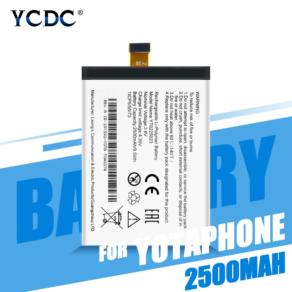 

YCDC New Li-ion polymer battery For Yotaphone 2 YD201 YD206 Phone Rechargeable Battery Inbuilt Battery 2500mAh YT0225023 battery