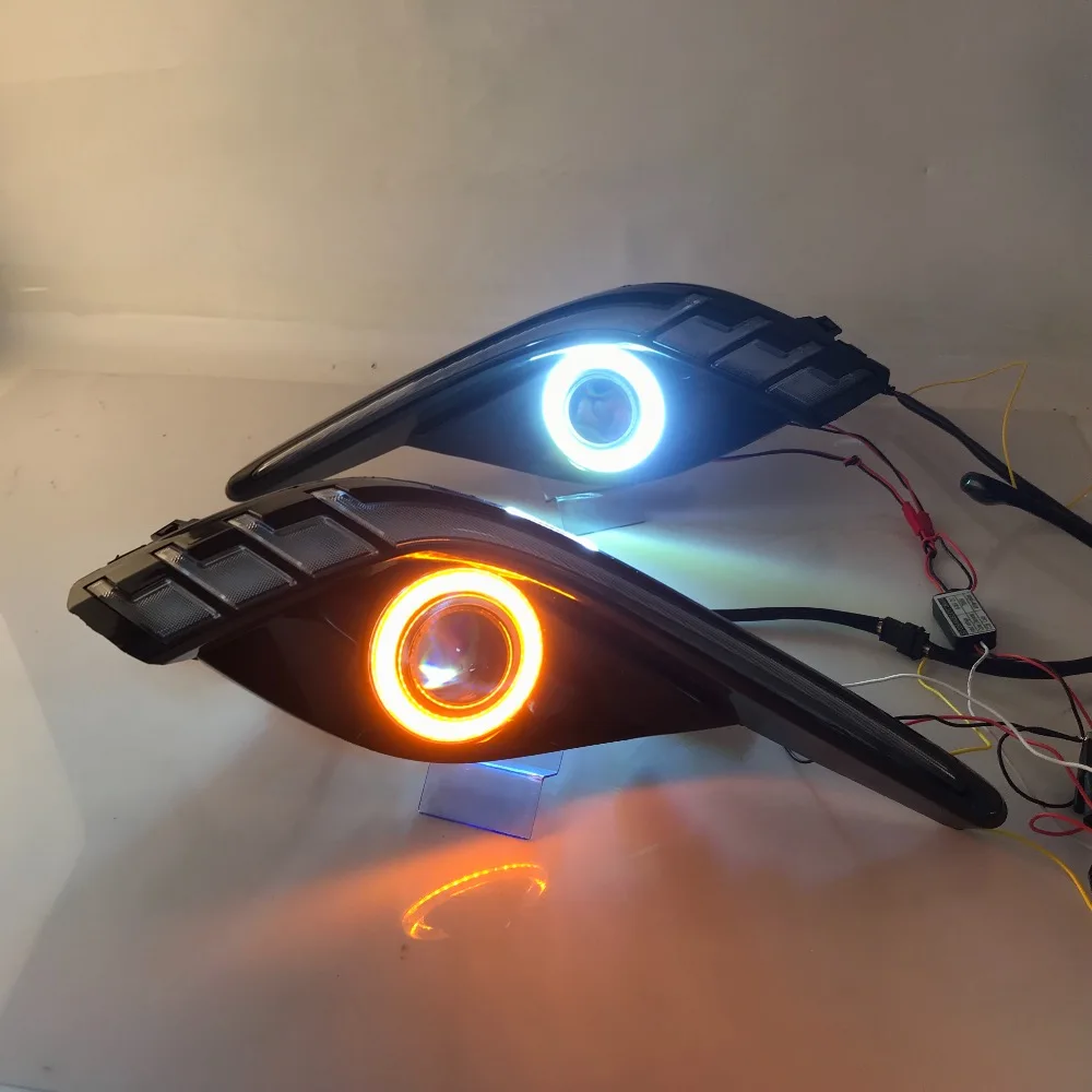 RQXR противотуманная фара вождение свет в сборе для Mazda 6 atenza cob angel eye светодиодные дневные ходовые огни сигнал поворота синий ночной режим