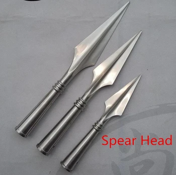 

Stainless steel spear head wushu performance kungfu double ridges red tasselled spear head