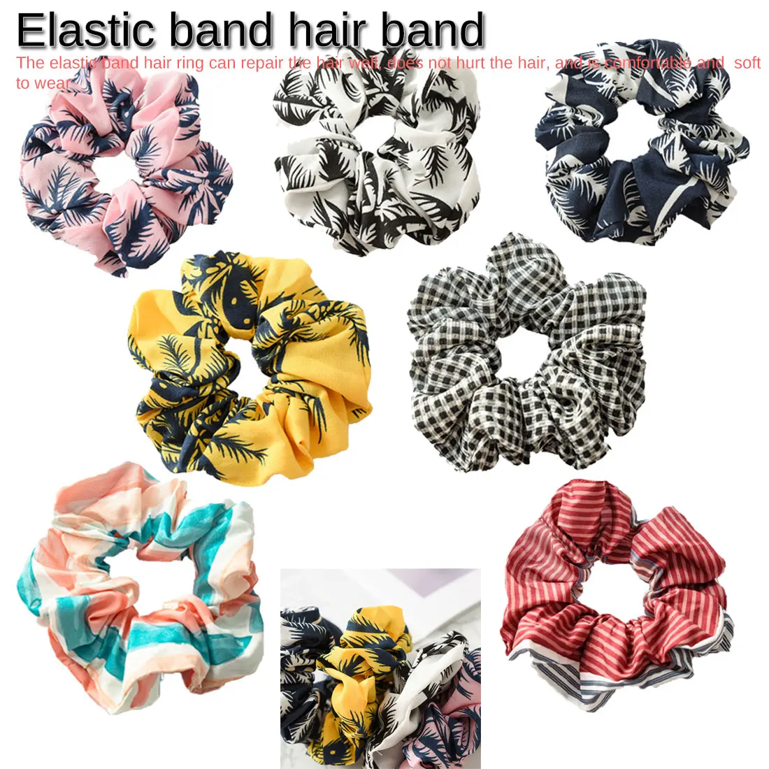 Women's Fashion hair band female striped wild color large intestine ring elastic band hair ring hair rope multi colored headband Women's Fashion hair band female striped wild color large intestine ring elastic band hair ring hair rope multi colored headband