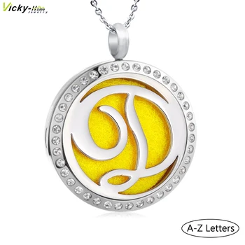 

Vicky-Home Monogram A to Z Letter Perfume Essential Oils Locket Diffuser Necklace Aromatherapy Locket Pendant Stainless Steel