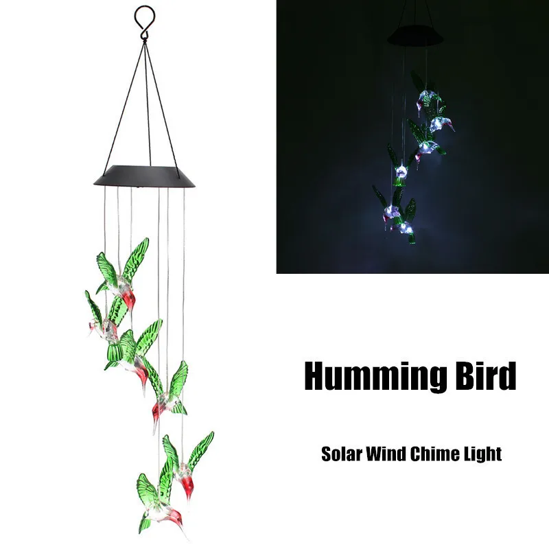 

Solar Power Humming Bird LED Solar Light Yard Led Outdoor Light Garden Path Decoration Wind Chime Lamp White
