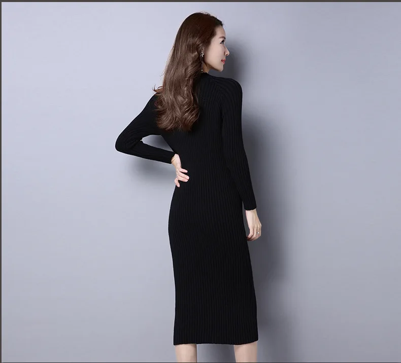 winter sweater dress long pure color Women Dresses pink red Elegant soft Knitted Sweater Dress Bodycon Slim Midi Vestidos winter sweater dress long pure color Women Dresses pink red Elegant soft Knitted Sweater Dress Bodycon Slim Midi Vestidos