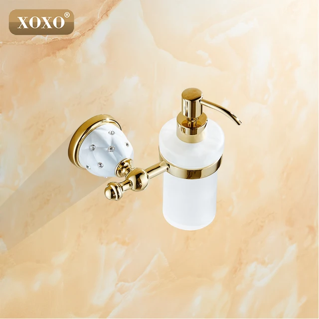 XOXO Luxury Wall Mounted Liquid Soap Dispenser With Gold +Frosted ... XOXO Luxury Wall Mounted Liquid Soap Dispenser With Gold +Frosted ...