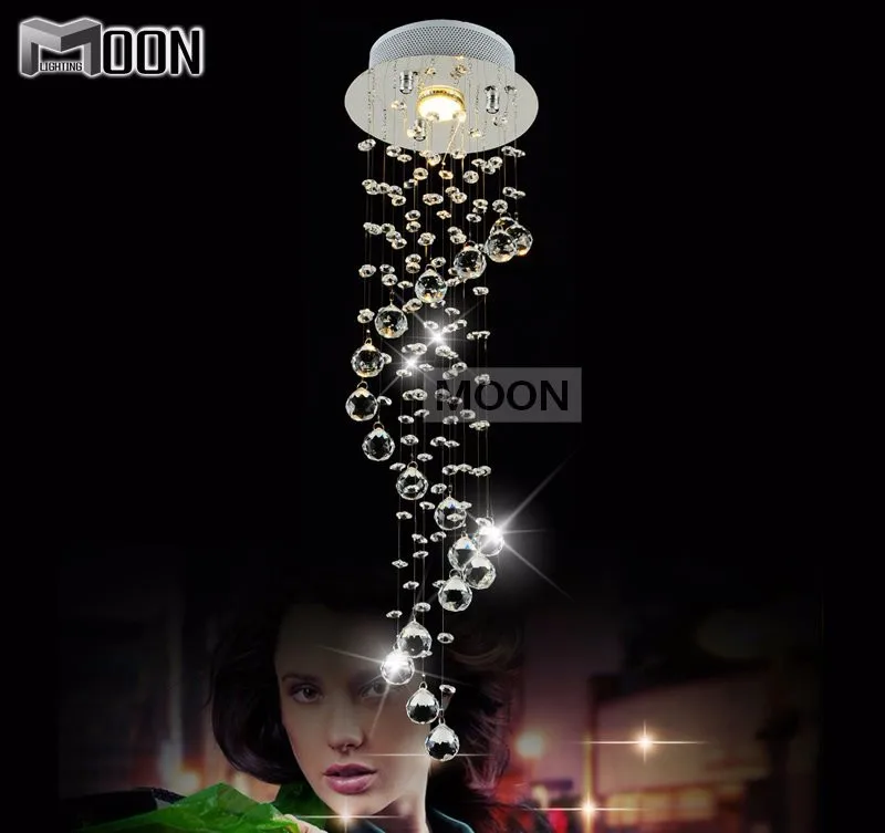 

Spiral Crystal Ceiling Light Fixture  Flush Mounted Crystal Light Lustres de sala for stairs porch aisle hallway Lamp