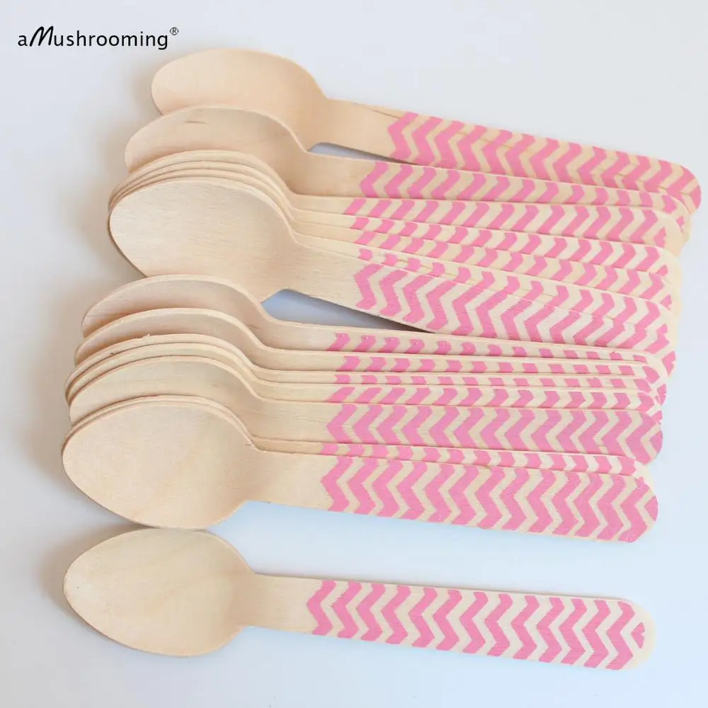pink chevron 14cm spoon (4)