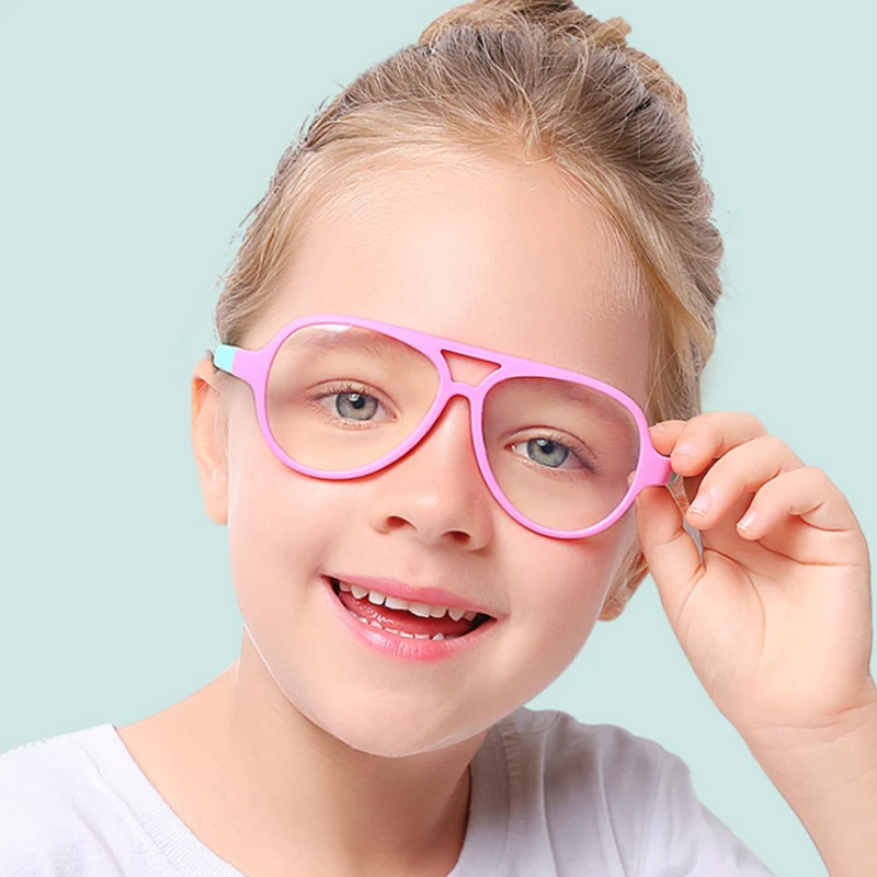 Детские очки с защитой от синего излучения, Детские гибкие очки TR90 из титана, большие оправы для очков для мальчиков и девочек, розовые и красные очки по рецепту CN1068