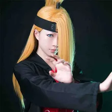 Naruto; deidara 60 см длинные прямые золотисто-желтые термостойкие косплей костюм парик