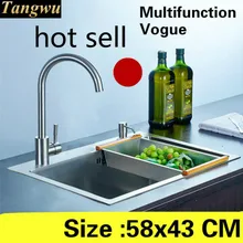 Квартира кухня ручная раковина одинарная мойка vogue сделать Блюда Высокого Качества 304 нержавеющая сталь Горячая 58x43 см