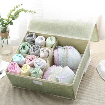 

Home Storage Cotton Line Drawer Organizers Scarfs Socks Bra Underwear Clothing Box with Cover Bag Wardrobe Accessories Supplies