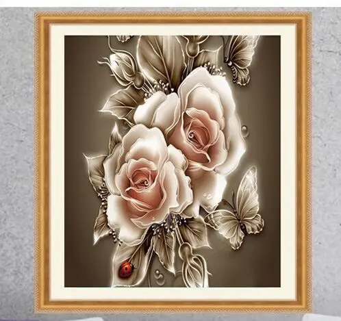 

Painted pink peony diamonds Beautiful diamond by hand diamond painting 40*40cm