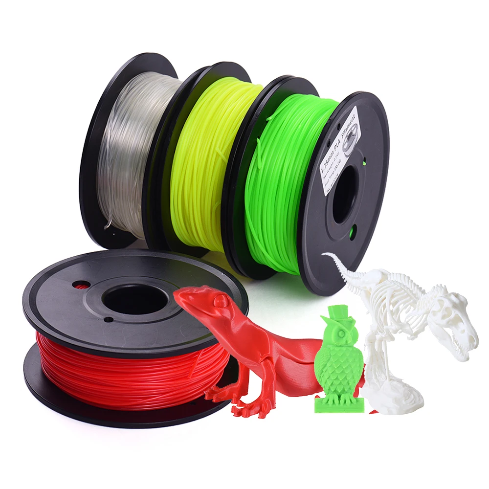 4Pcs 3D Printing PLA Filament 1.75mm No Clogging High Tenacity Filaments Consmables for 3D Printers 200g/ Spool Pack of 4 Colors