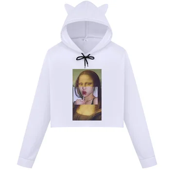 

2019 New Women Crop Top Hoodie Fashion Funny Gothic Print Kpop Hoodie Of Harajuku Punk Kawaii Long Sleeved Plus Size Sweatshirt