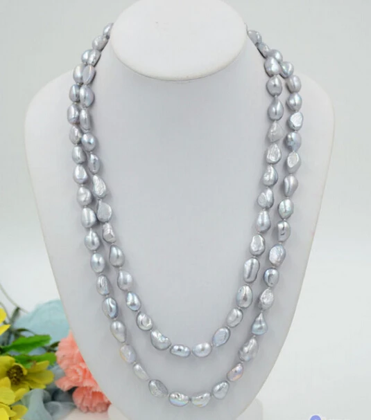 

P4799 50" 14mm gray baroque freshwater cultured pearl necklace^^^@^Noble style Natural Fine jewe FREE SHIPPING