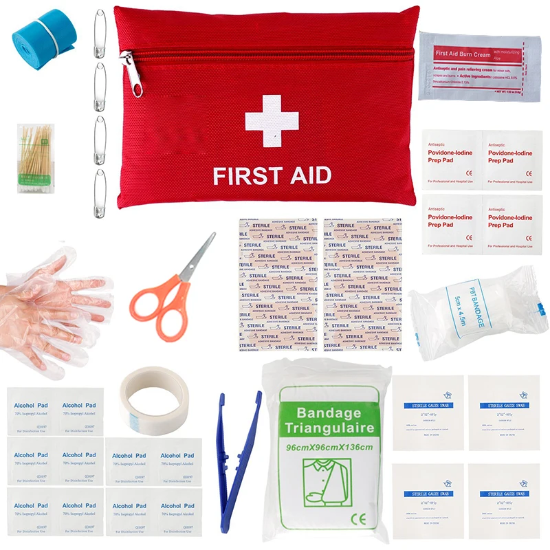 41pcs/pack Red Mini First Aid Kit Wilderness Kit Medical Rescue Bag