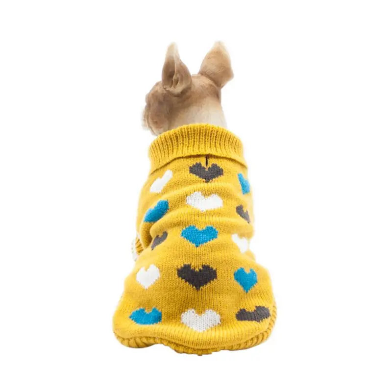 Dog Cat Knit Sweater Heart Design Pet Cute Sweatshirt for Autumn And Winter Multi-Color Protect Two Feet Dog Warm Clothing
