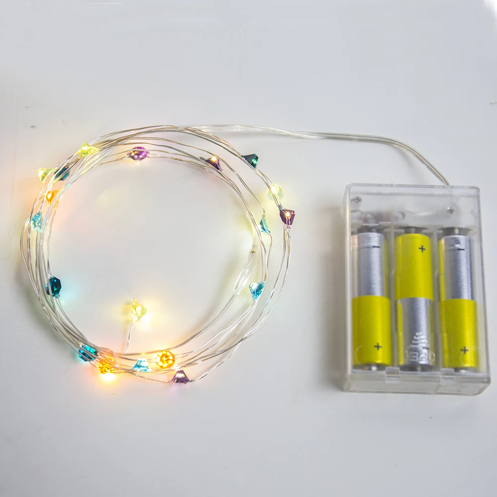 Батарея питание Радуга Diamond String огни gerlyanda декоративные светодиодный Рождественские огни для Праздничное оформление гирлянды