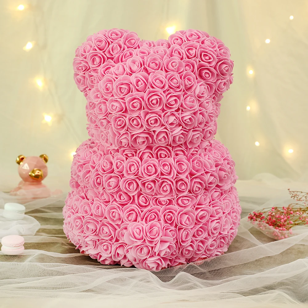 Лидер продаж 25/40 см медведь розы искусственные цветы для дома, свадьбы, праздника, недорогой браслет Свадебные украшения Подарочная коробка ремесел венок