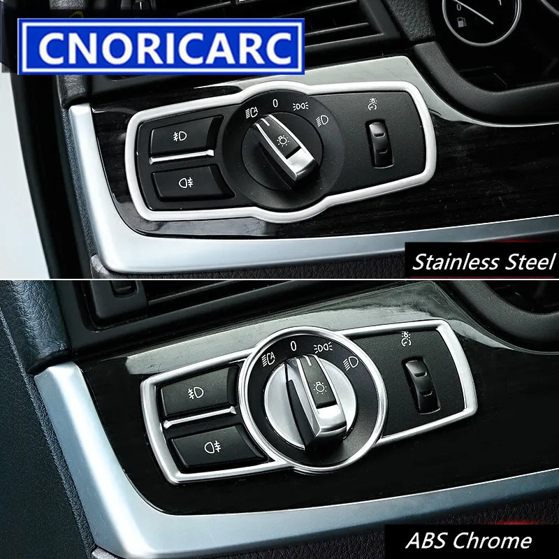 

CNORICARC Chrome Central Head Lamp Switch Button Frame Cover Trim For BMW F01 F02 F11 F07 F10 F25 F26 Stainless Steel Strips