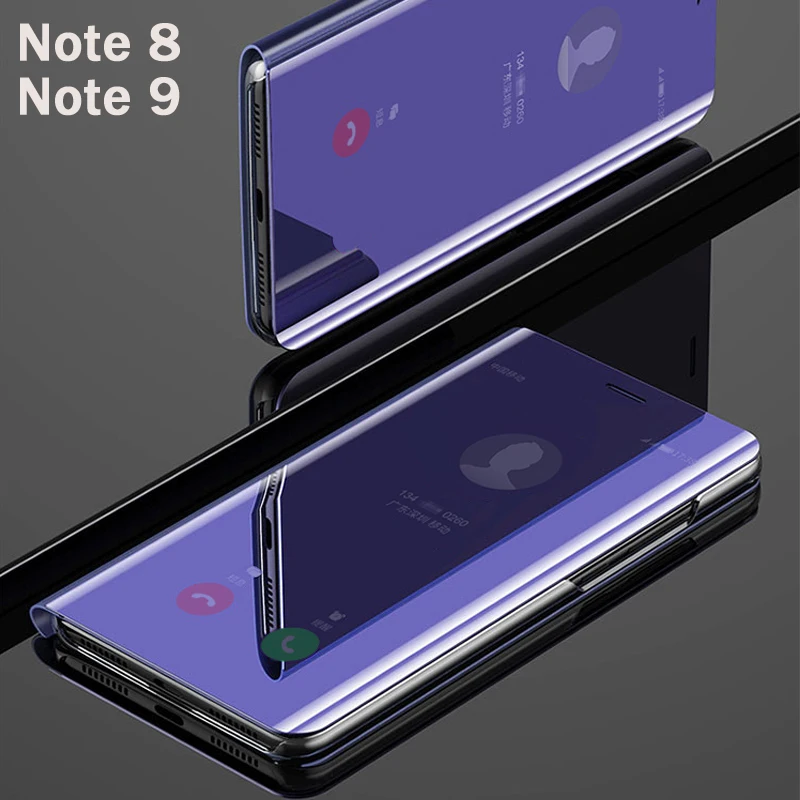 

Flip Smart Mirror Phone Cover,case,For Samsung galaxy Note 9 Note9 Note8 8 Hard Leather Clear View Standing Rose Gold Back Cases